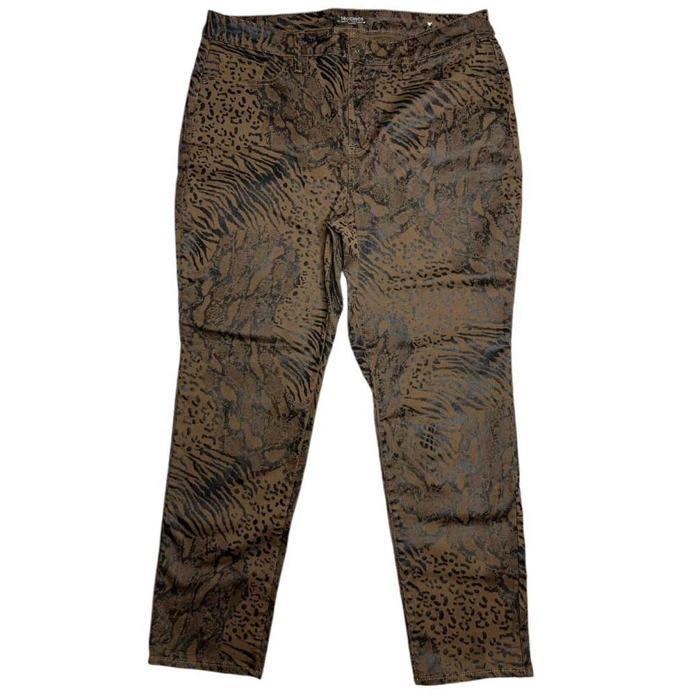 Chico’s Animal Print Coated Jeggings Brown Black Petite Petite Size 12 12P